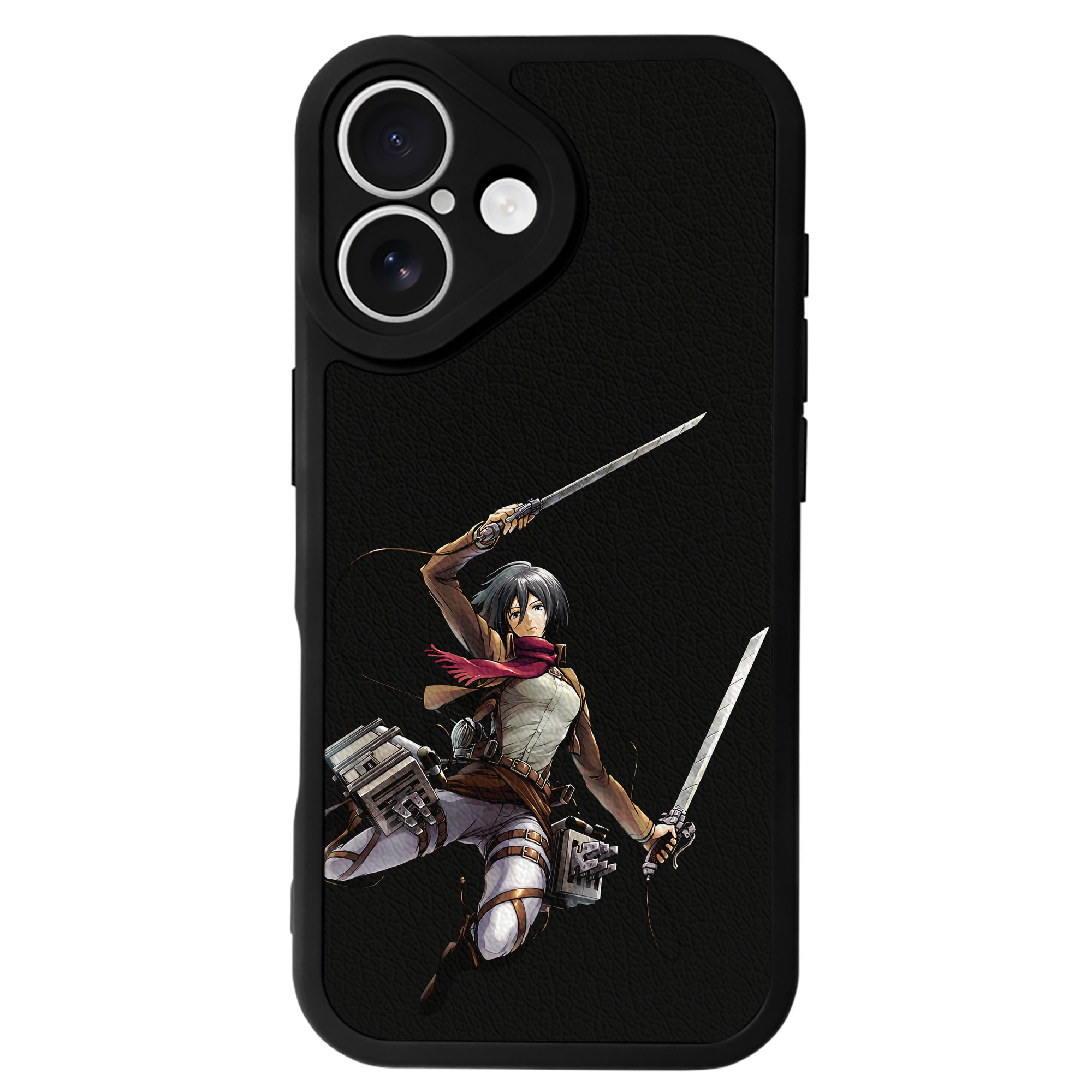 （画像用） 進撃の巨人 ミカサ·アッカーマン Attack on Titan Mikasa Ackerman 【iPhone 16シリーズ対応】シリコンスマホケース（レザー調） 材質：シリコン